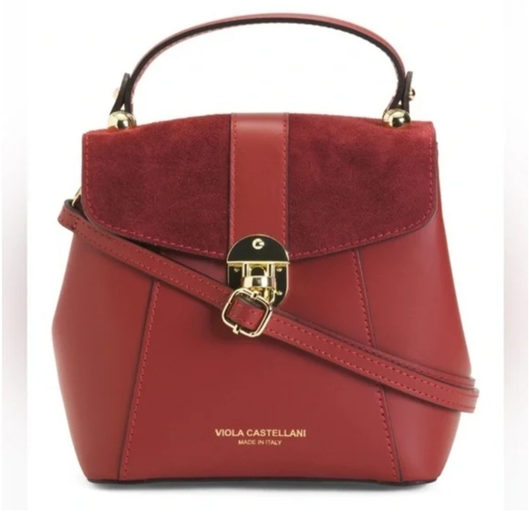 Viola Castellany Ruby Leather Convertible Crossbody Purse Backpack NEW